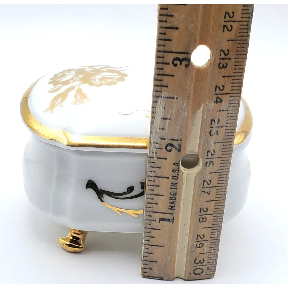Vintage Limoges White & Gold Trinket Box READ